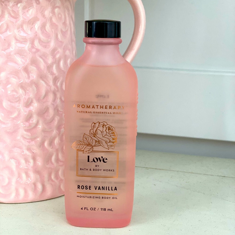 Bath and Body rose vanilla body oil!